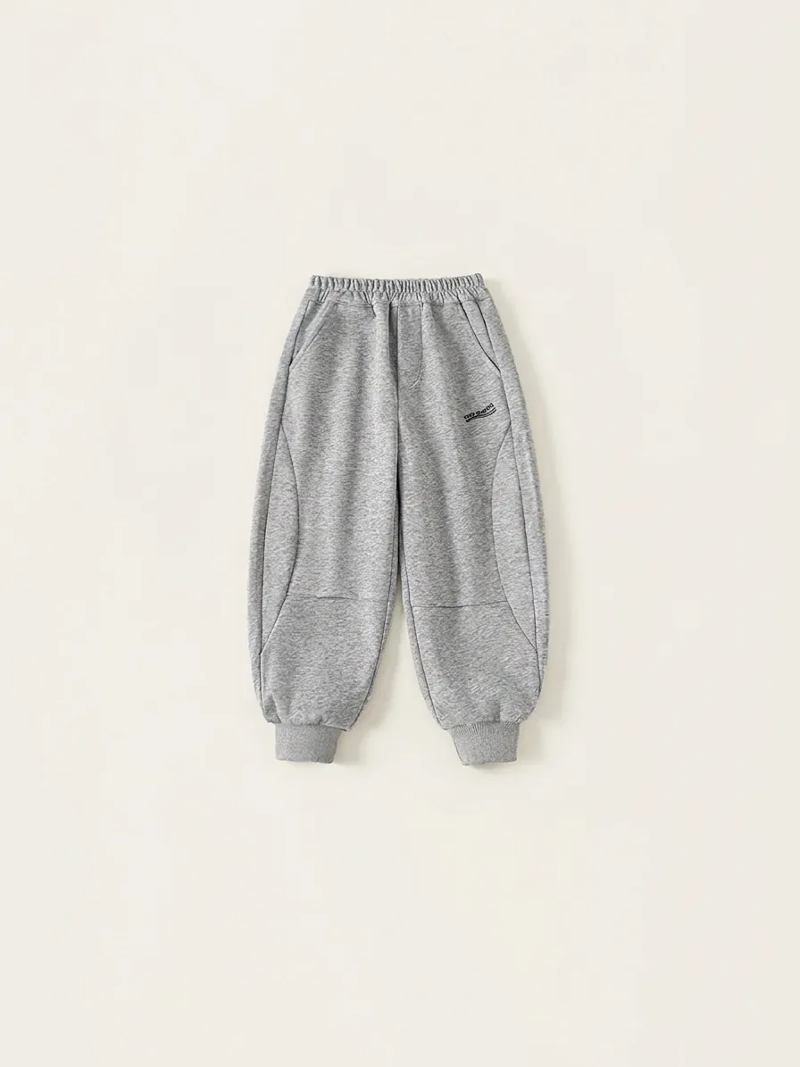 Boys Casual Cotton Knit Sweatpants Solid Color Letter Print Elastic Waist Joggers Autumn Athletic Kids Trousers