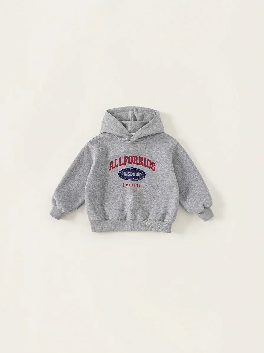 Kids Casual Hoodie Cotton Blend American Vintage Letter Printed Long Sleeve Sweatshirt For Boys Girls Autumn Clothes