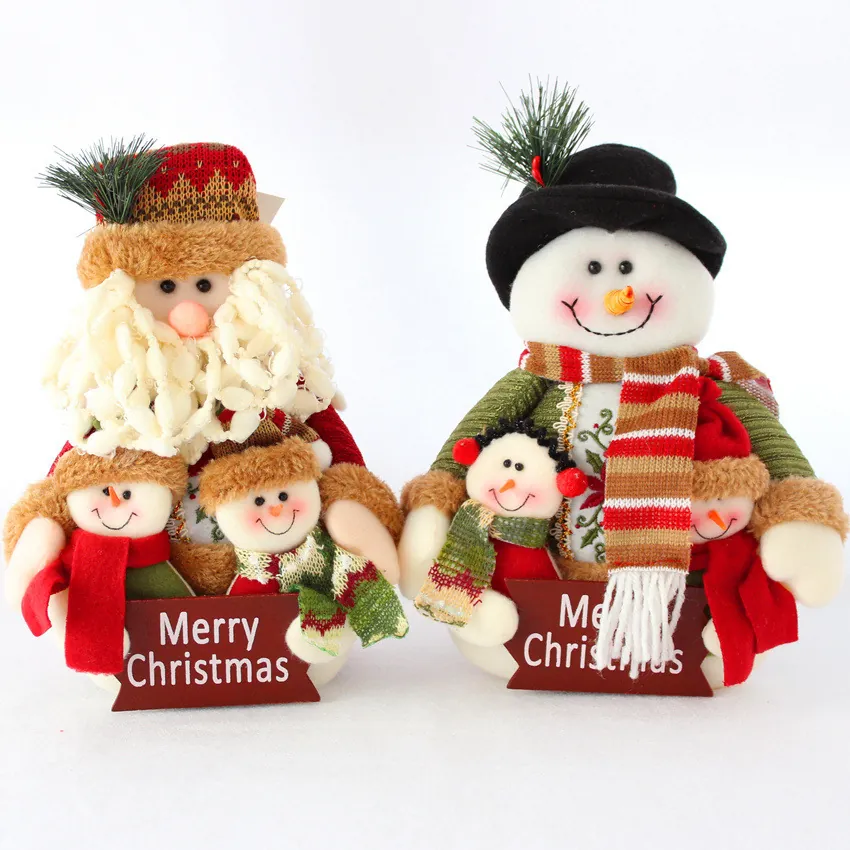 Christmas Santa Claus Snowman Plush Doll Ornaments With Merry Christmas Sign For Home Xmas Party Decorations Gifts