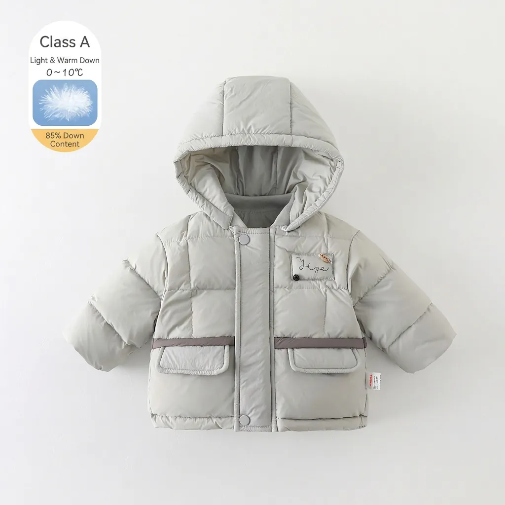 Toddler Baby Hooded Down Jacket White Duck Down Filling Winter Warm Quilted Coat For Infant Boys Girls Puffer Outerwear