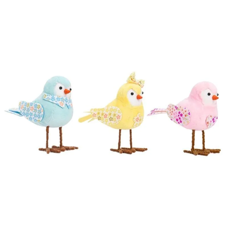 Easter Bird Plush Decoration Polyester Floral Pattern Cute Bird Doll Tabletop Ornament For Holiday Home Party Decor