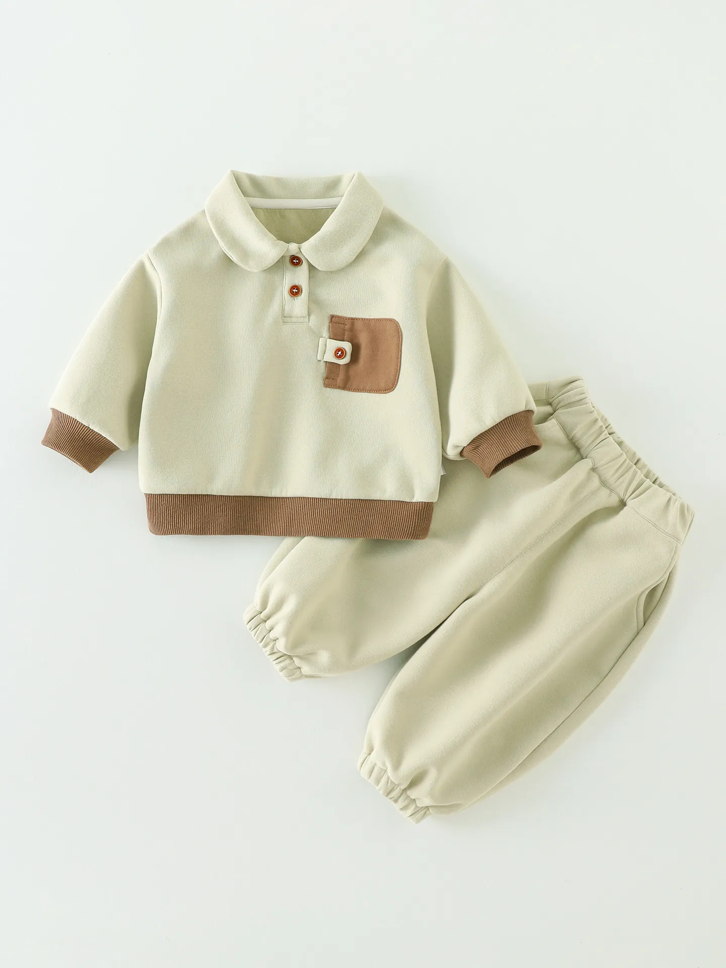 Tenue Bébé Garçon Fille Sweat Polo à Manches Longues Et Pantalon Ours en Dessin Animé Mélange de Coton Vêtements Automne