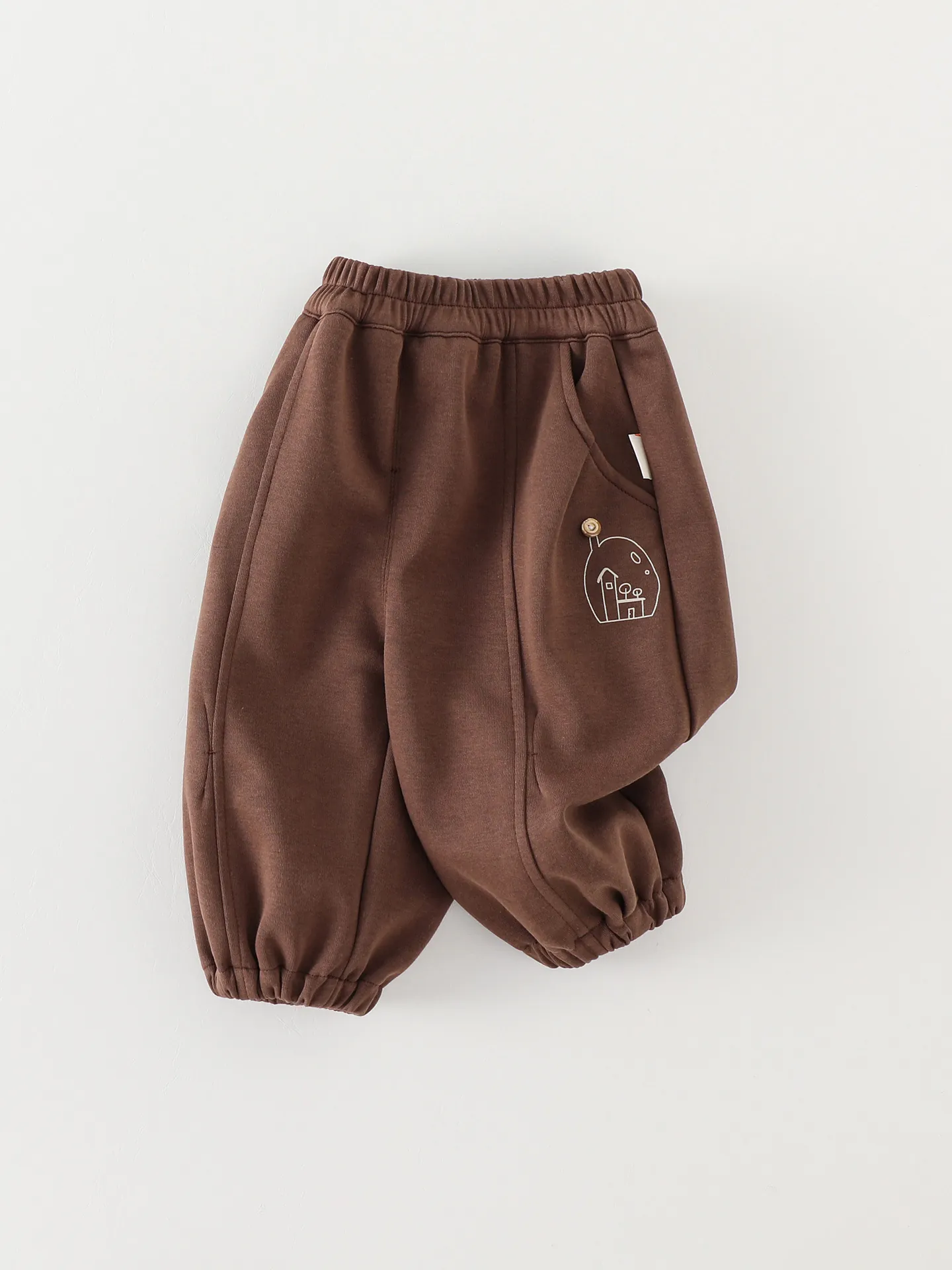 Toddler Kids Casual Cotton Blend Sweatpants Solid Color Sporty Joggers With House Print Elastic Waist Trousers For Boys Girls