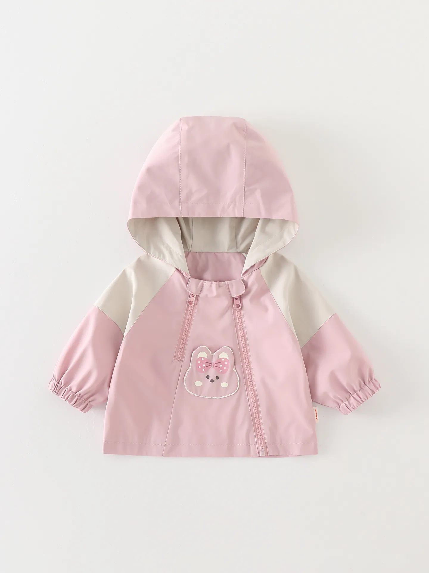 Toddler Girls Hooded Windbreaker Jacket Autumn Spring Cartoon Rabbit Patchwork Outdoor Windproof Waterproof Coat Zipper Toddler Outerwear