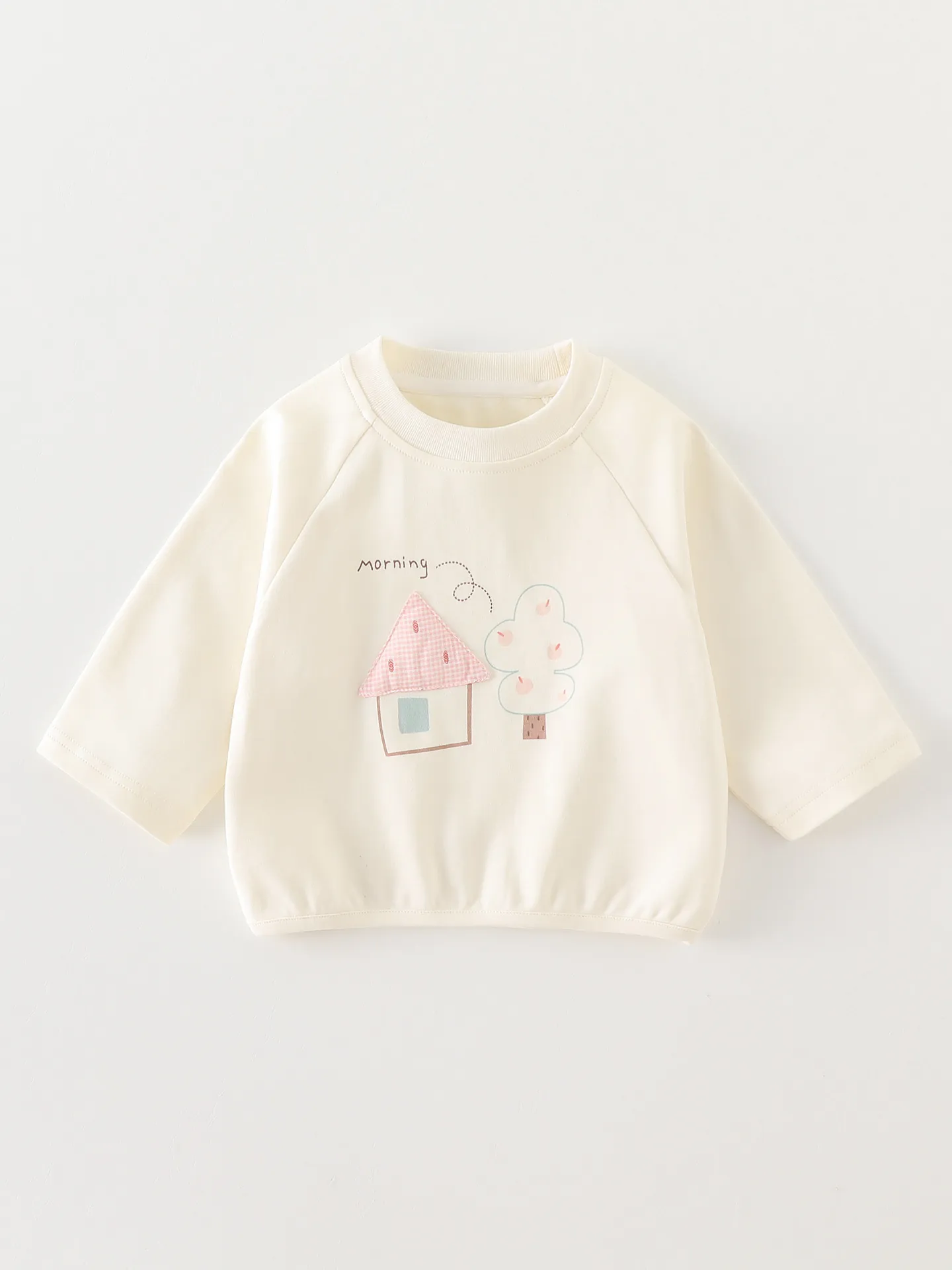 Maglietta a Maniche Lunghe per Neonato Stampa a Cartoni Animati Casa Albero Misto Cotone Girocollo Bambino Top Autunno