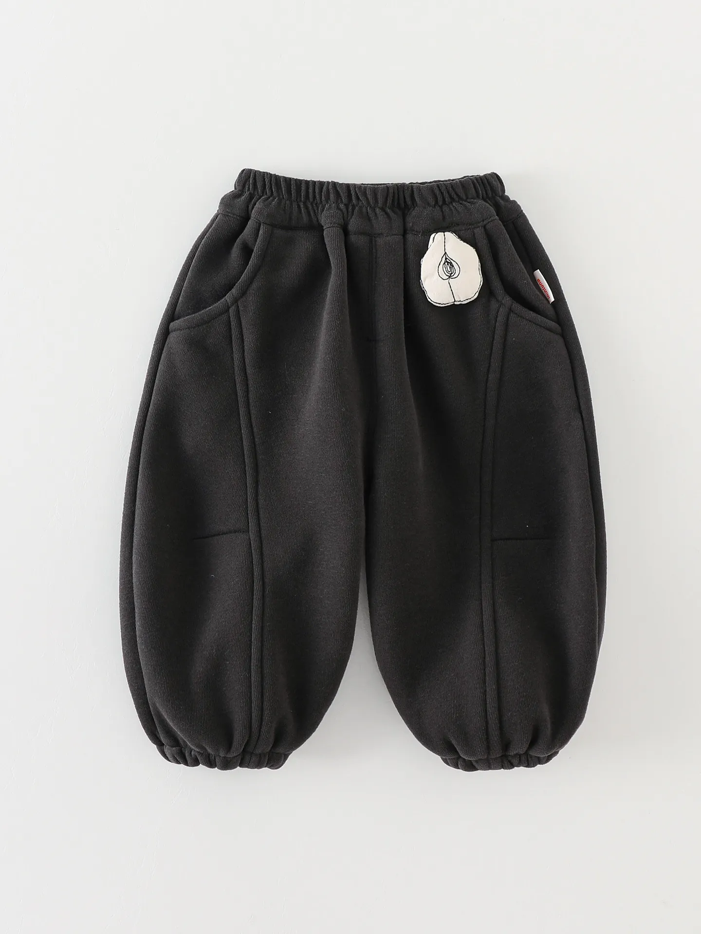 Pantalon de Jogging en Mélange de Coton pour Enfants de Style Coréen Garçons Filles Automne Hiver Patch de Dessin Animé Pantalon Décontracté Chaud et Épais
