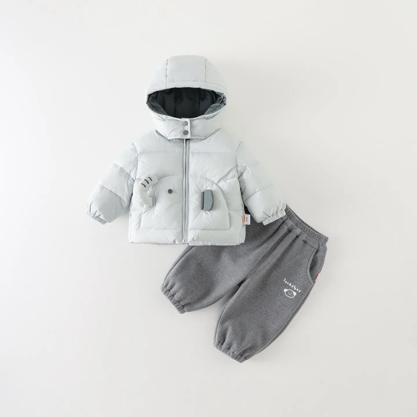 Completo Invernale da Bambino con Cappotto Imbottito in Cotone e Pantaloni Caldo Set Casual per Esterno 1-4 Anni
