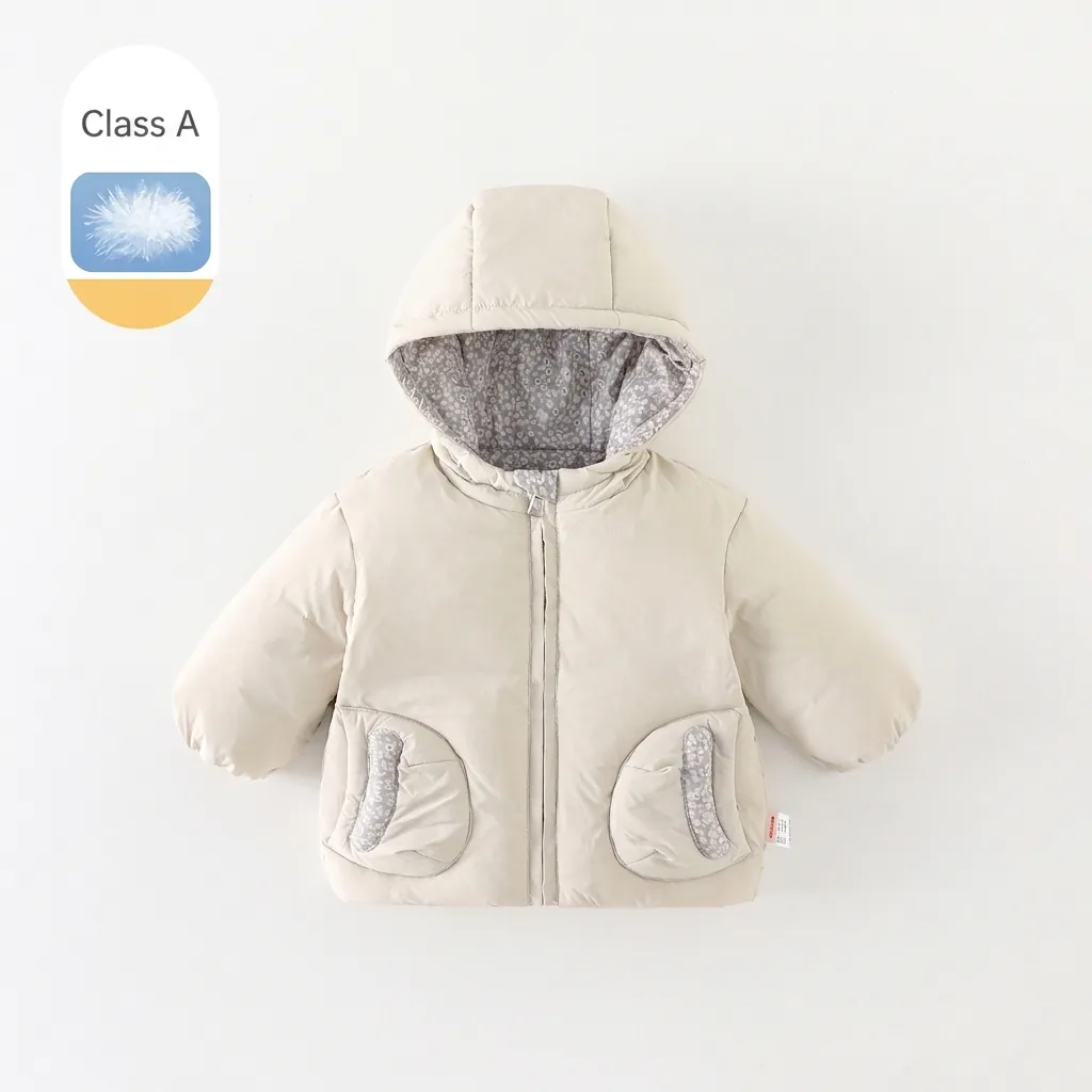 Infant Winter Hooded Down Jacket White Duck Down Thickened Warm Coat Floral Lining Outerwear For Toddler Baby Girls