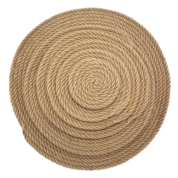 Natural Woven Linen Placemat Nordic Round Jute Rope Coaster Thick Heat Resistant Table Mat For Dining Room Kitchen Decor
