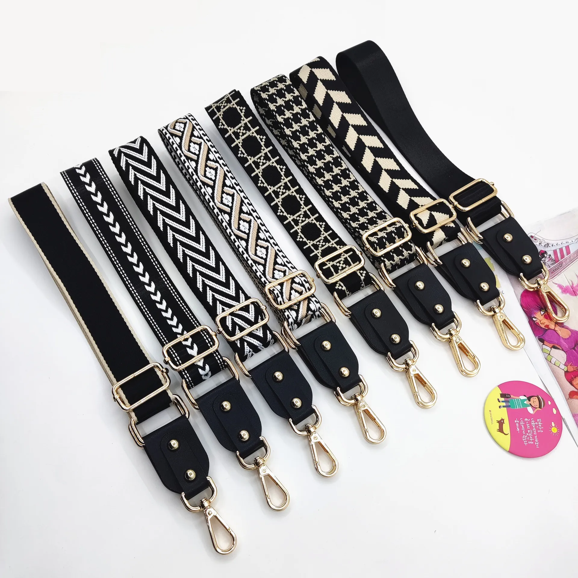Adjustable Ethnic Style Polyester Replacement Bag Strap Jacquard Woven Wide Shoulder Strap For Crossbody Bags Women Handbags