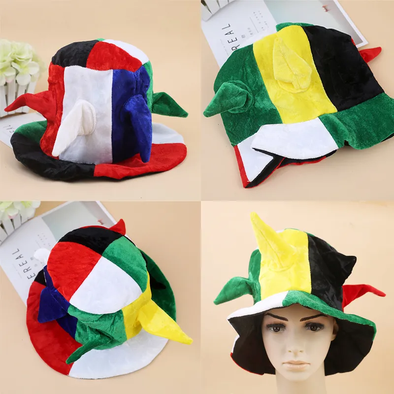 Colorful Patchwork Velvet Clown Hat Multi-point Masquerade Performance Hat For Halloween Christmas Party Costume Accessory