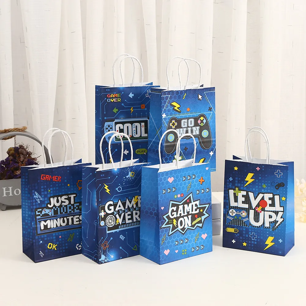 Game Controller Flugzeug Thema Papier Geschenktüten Für Kinder Geburtstag Party Mit Griffen Bedruckte Papiertaschen