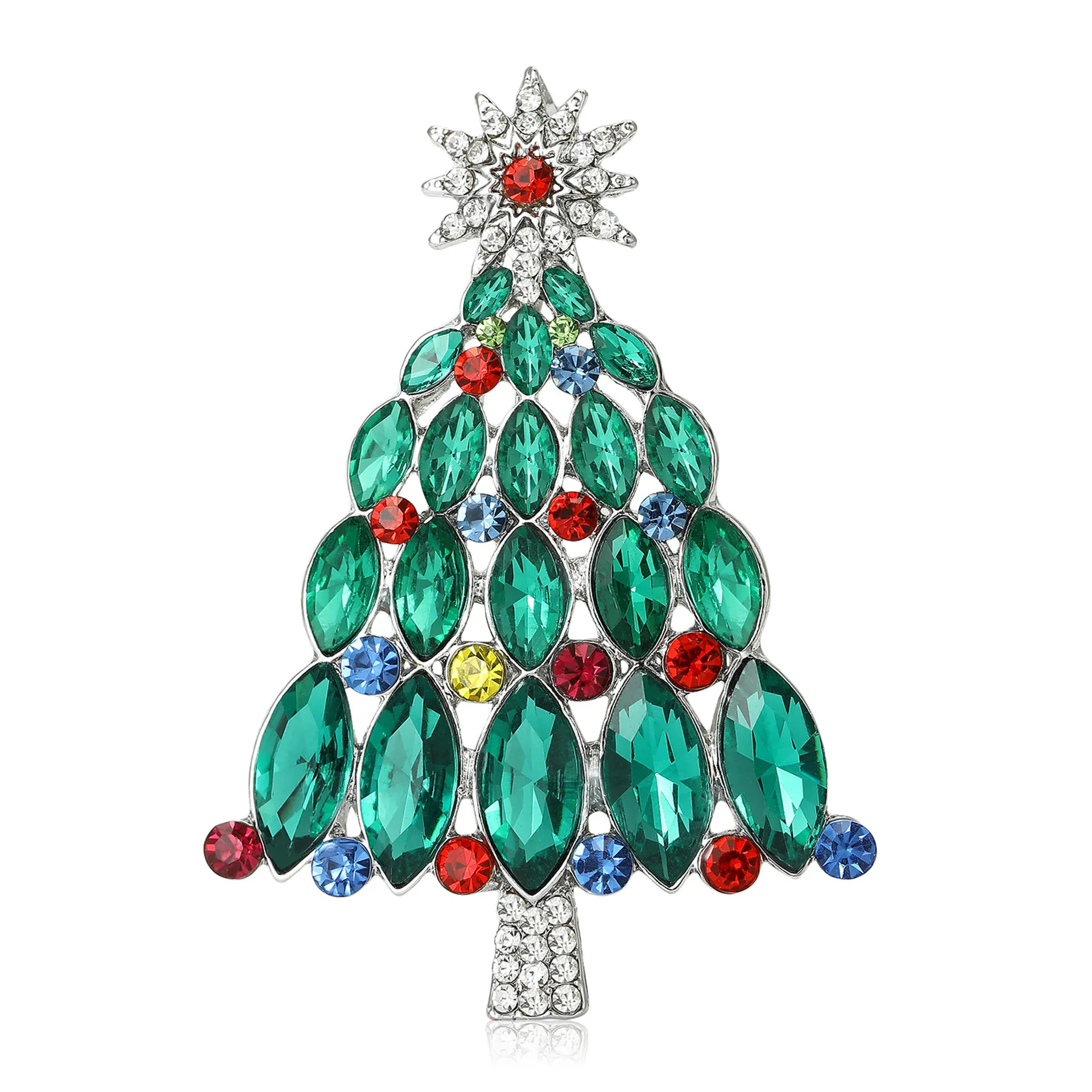 Broche Sapin de Noël en Alliage Avec Strass Émail Broche de Poitrine Bijoux de Mode pour Femmes Vert Cadeau Noël