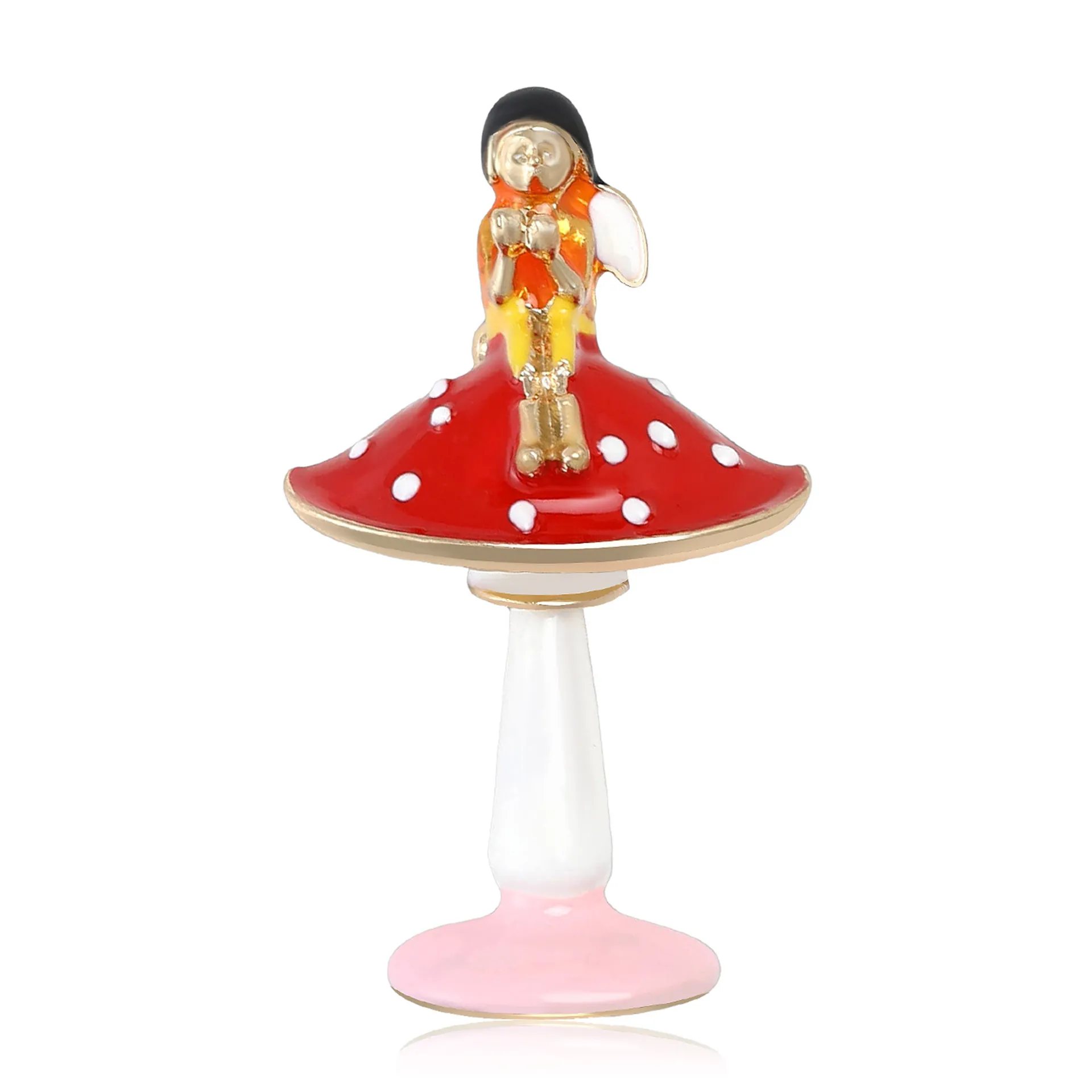 Broche Fille de Champignon en Alliage Émail Goutte d'Huile Épingle de Revers Mignonne Créative Bijoux Accessoires de Vêtements