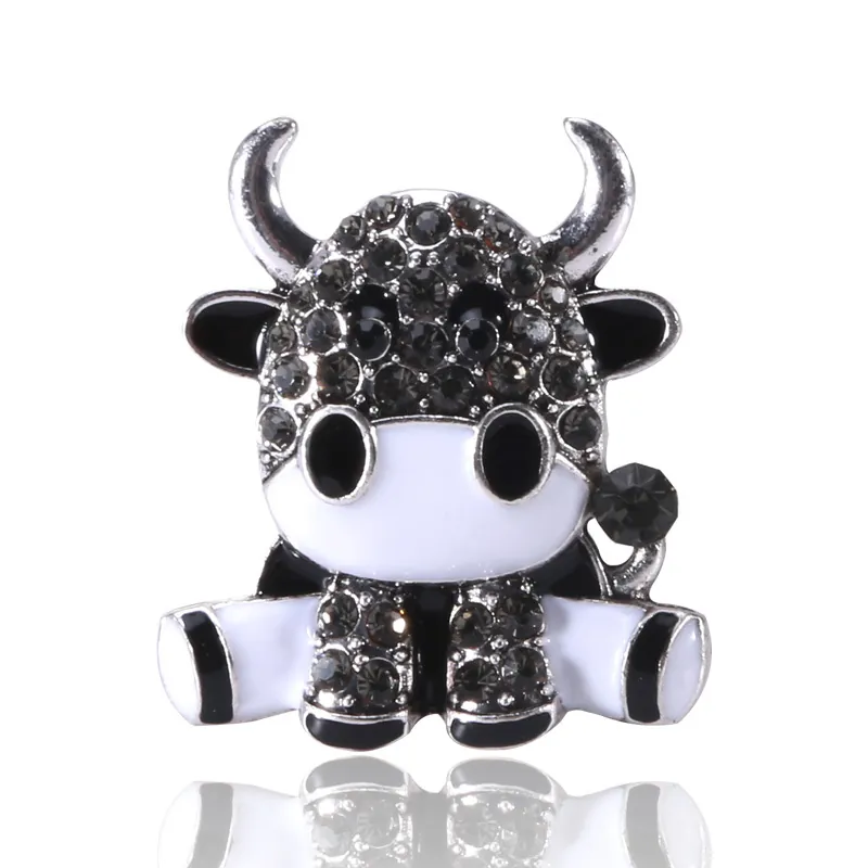 Spilla a Forma di Mucca in Cartone Animato Lega Smalto Animale Spilla Con Strass Corsage Accessori Abbigliamento Donna Gioielli