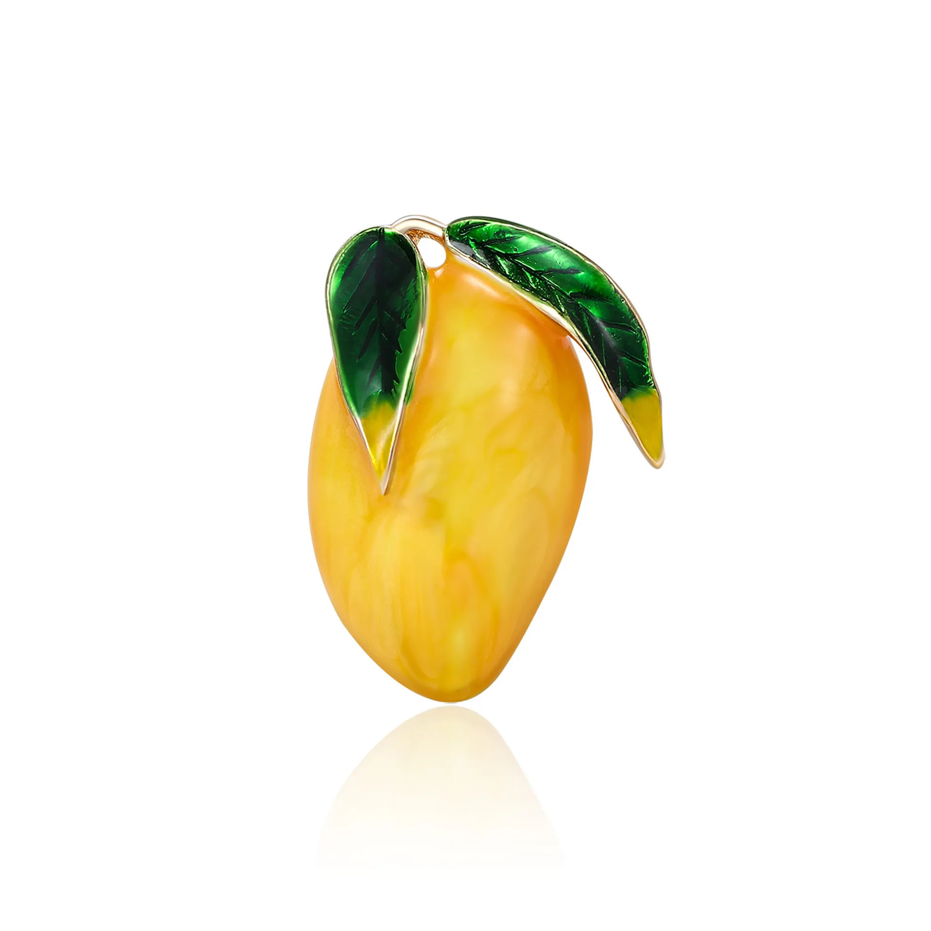 Cute Yellow Mango Fruit Brooch Alloy Drip Oil Enamel Pin For Women Personalized Fruit Pattern Lapel Pin Fashion Jewelry