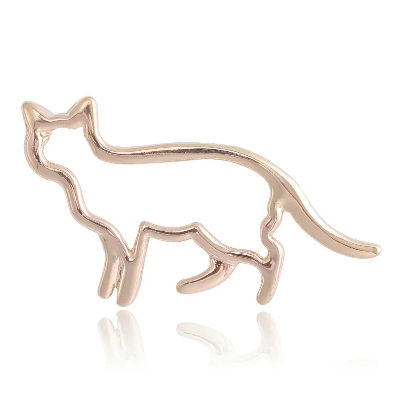 Broche de Chat Creuse en Alliage Minimaliste Épingle Forme Animale Accessoires de Vêtement Bijoux Polis pour Femmes