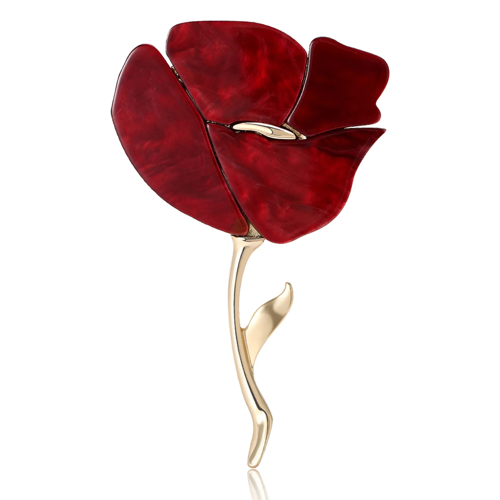 Elegante Spilla a Forma di Fiore di Rosa in Lega e Resina Motivo Marmo Papavero per Donna Pendolare Banchetto Accessori Abbigliamento Moda