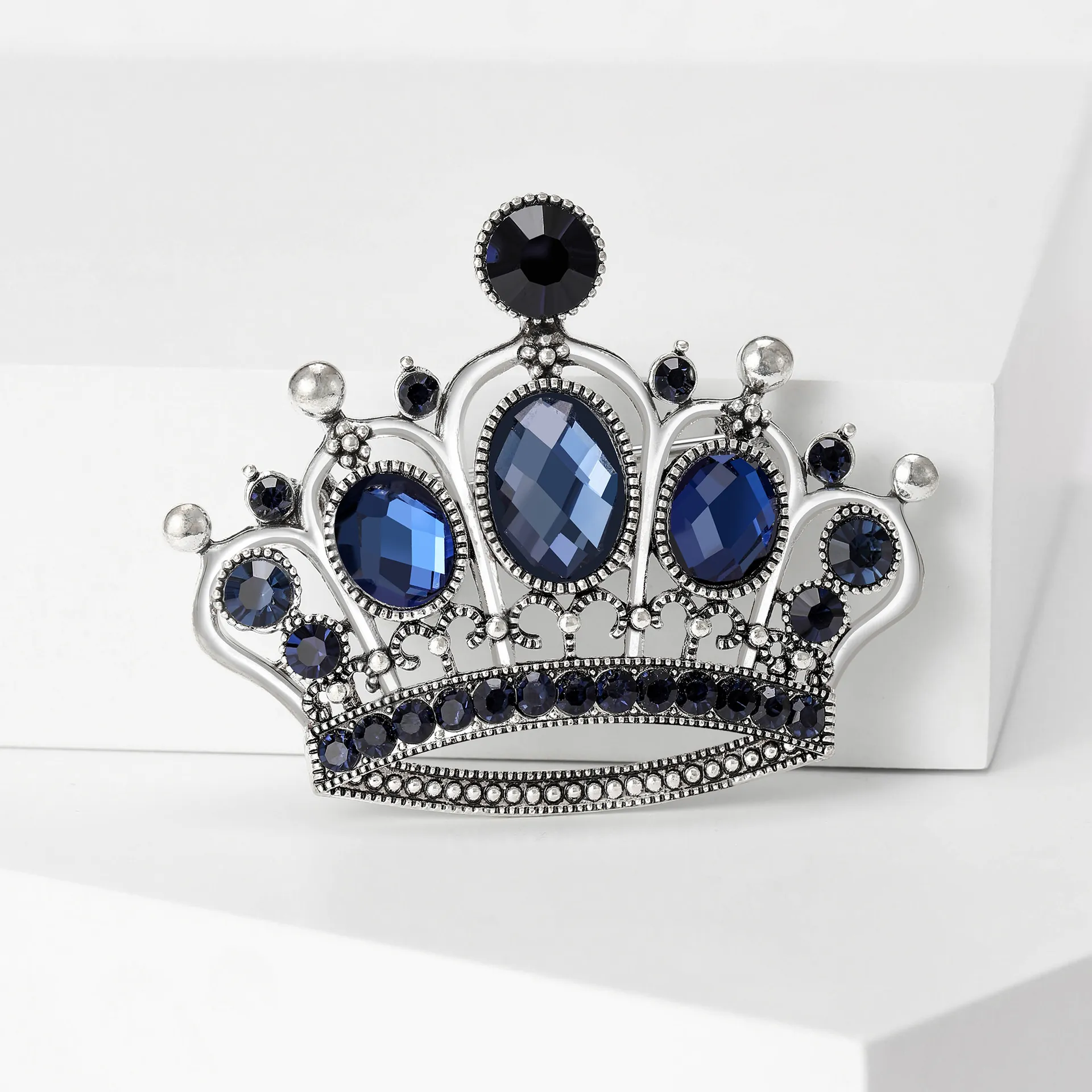 Eleganter Kronen Brosche Pin Legierung Strass Kristall Vintage Royal Palast Stil Mode Schmuck Zubehör Für Damen