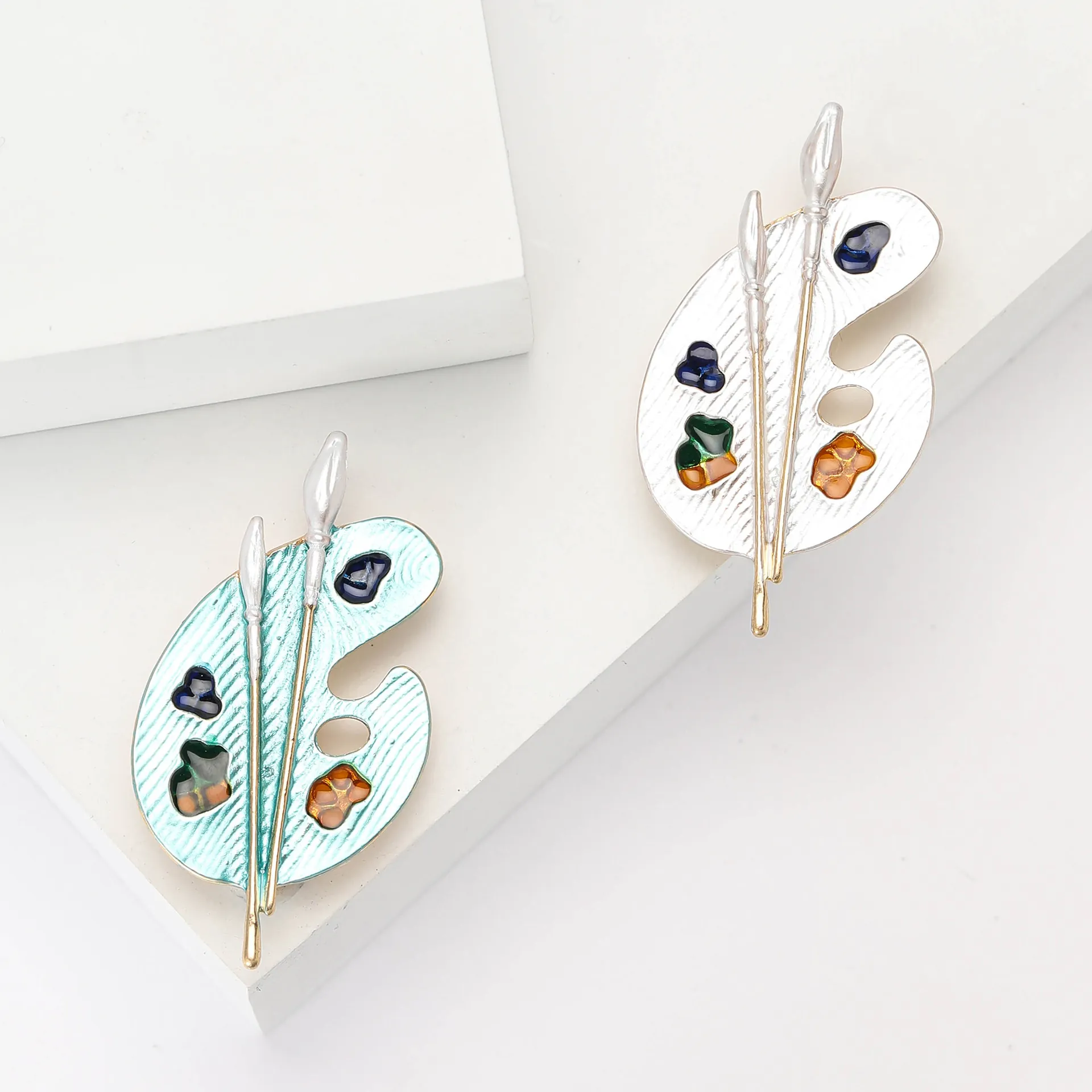 Künstler Palette Pinsel Legierung Emaille Brosche Kreative Maler Schmuck Anstecknadel Für Anzug Mantel Damen Herren Kunst Geschenk