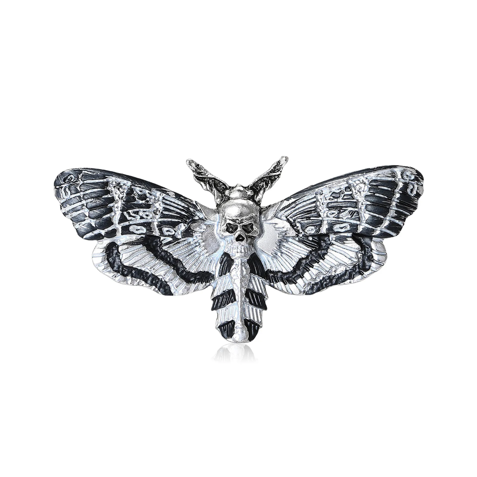 Gothic Skull Moth Brooch Vintage Enamel Death's-Head Hawkmoth Pin For Suit Jacket Coat Gothic Punk Animal Jewelry Pin