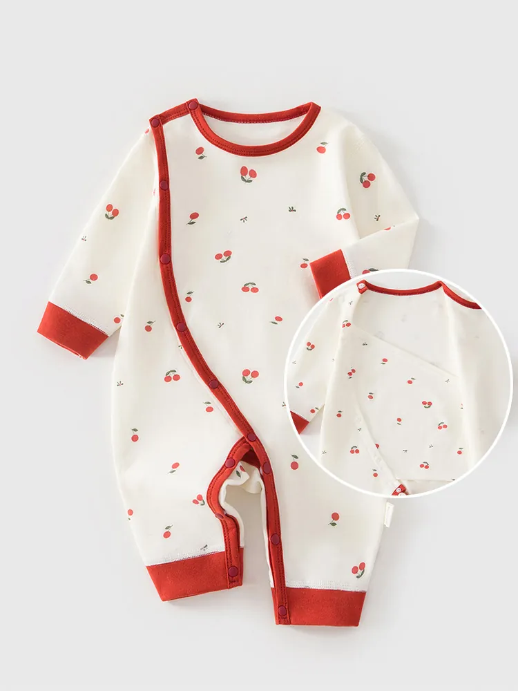 Pagliaccetto Neonato in Cotone Abbottonatura Obliqua Manica Lunga Tuta Apertura Laterale Bottoni Automatici Pigiama per Bambini