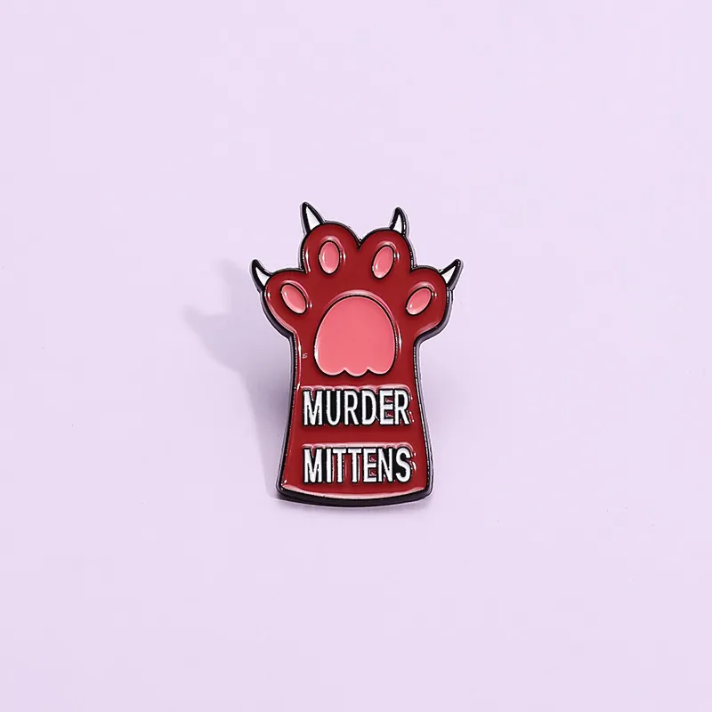 Creative Murder Mittens Cat Claw Enamel Pin Funny Animal Paw Brooch Badge For Backpack Clothes Lapel Alloy Jewelry Accessories