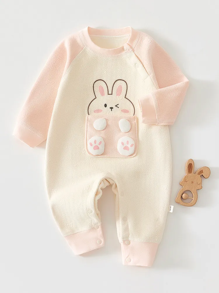 Baby Fleece Lined Thick Jumpsuit Warm Romper Long Sleeve Cartoon Animal Pattern One-Piece Pajamas Newborn Infants Winter Outfit