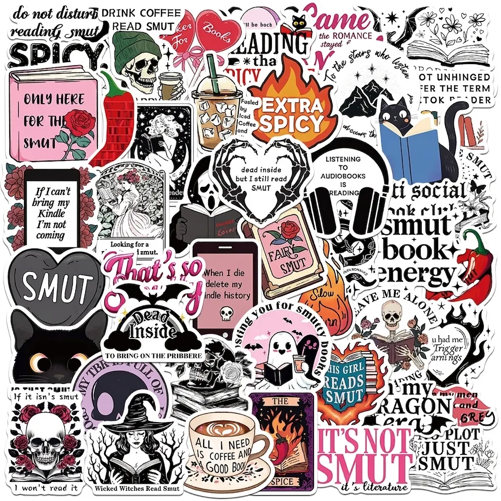 Bookish Reading Theme Stickers Waterproof PVC Literary Themed Decals For Laptop Water Bottle Skateboard DIY Decoration