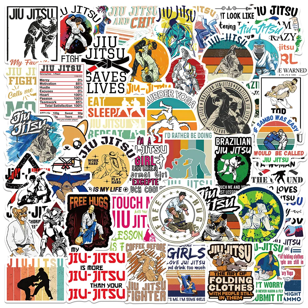 Jiu Jitsu Graffiti Stickers Waterdicht PVC Mat BJJ Vechtsport Decals Voor Laptop Bagage Motorfiets Waterfles Gitaar