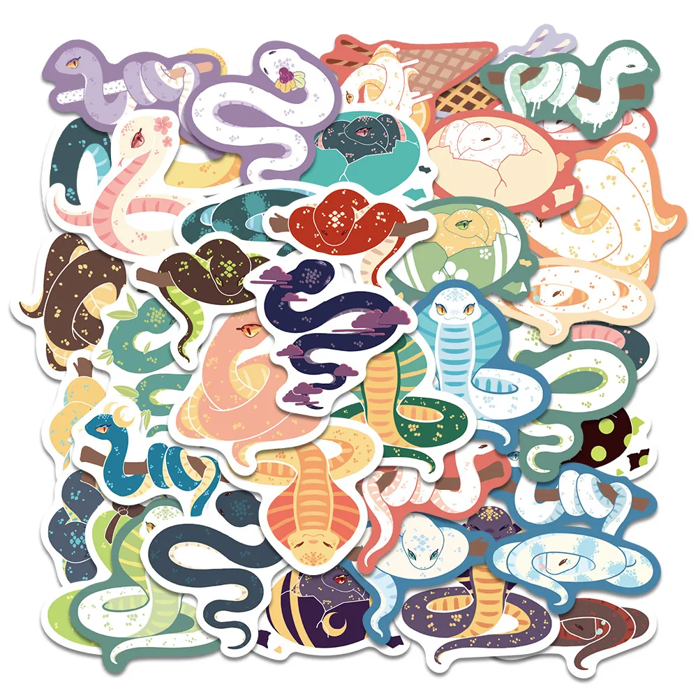 Σετ Αδιάβροχα Αυτοκόλλητα Doodle Φίδι Κινουμένων Σχεδίων Διακοσμητικά Αυτοκόλλητα PVC Για Φορητό Υπολογιστή Αποσκευές Σημειωματάριο Διακόσμηση