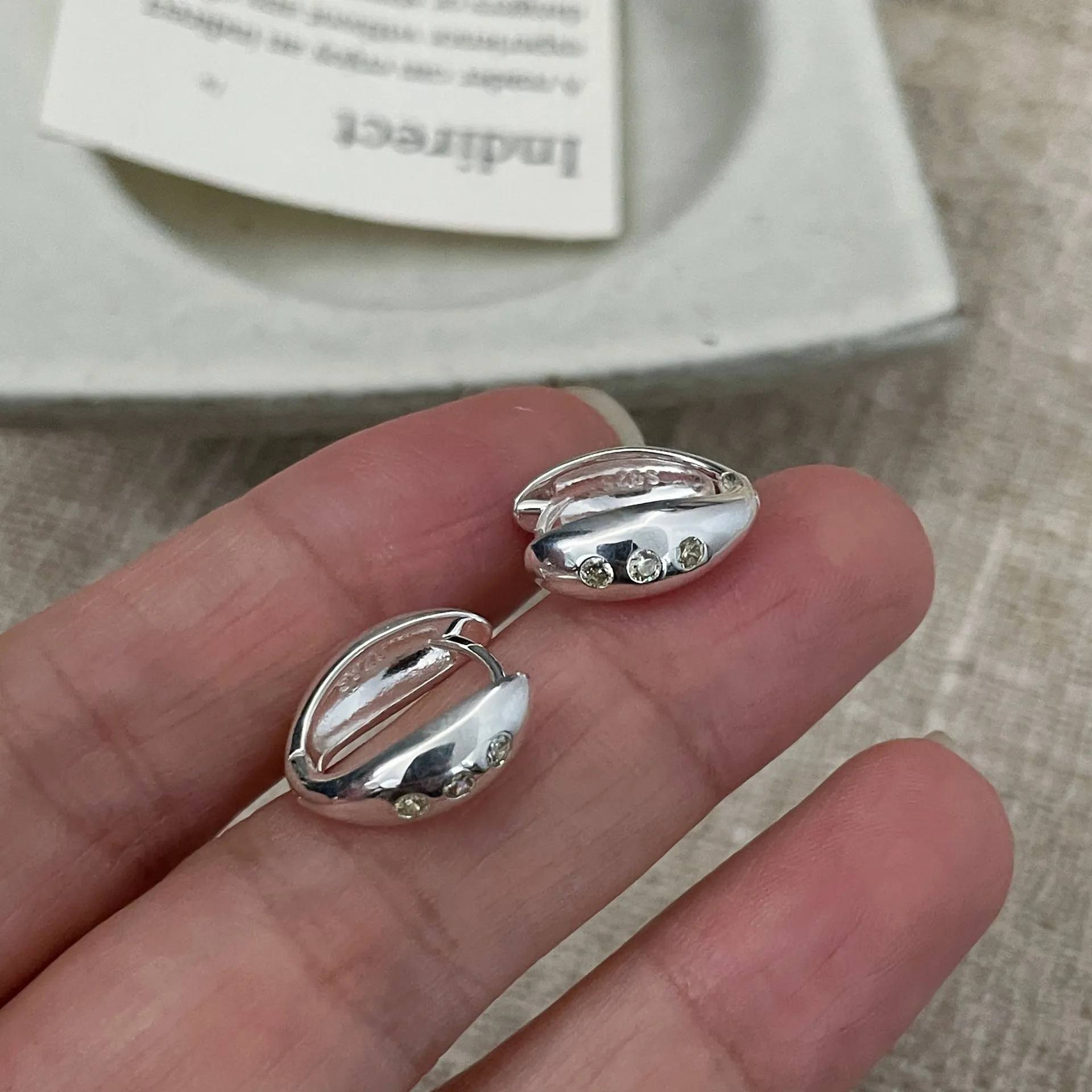 S925 Sterling Silver Zirconia Hoop Earrings For Women Minimalist Korean Style Geometric Huggie Earrings Simple Jewelry Gift