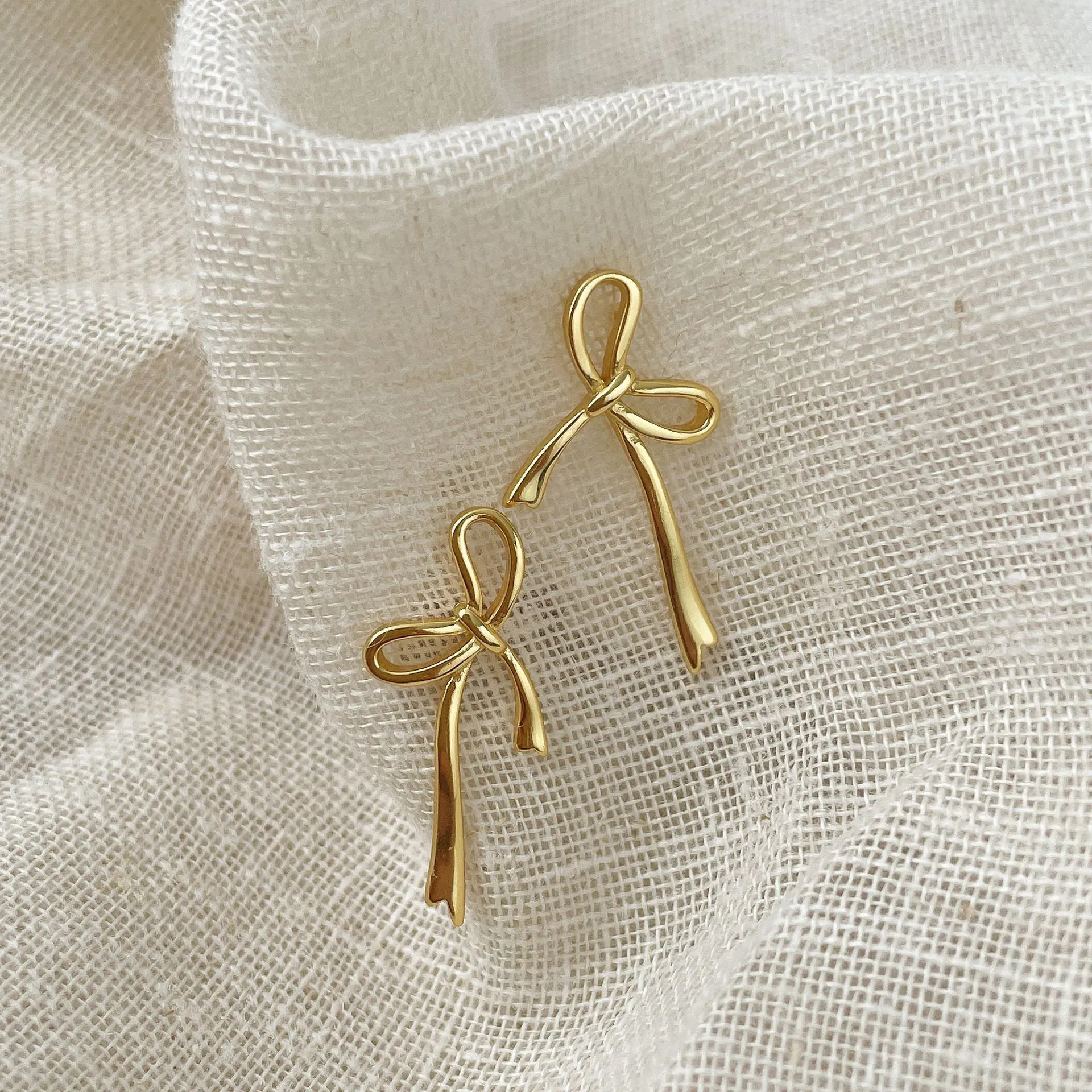 Boucles d'Oreilles Clous en Argent Sterling S925 Nœud Papillon Style Coréen Doux Bijoux d'Oreille Pour Femmes Accessoires Quotidiens