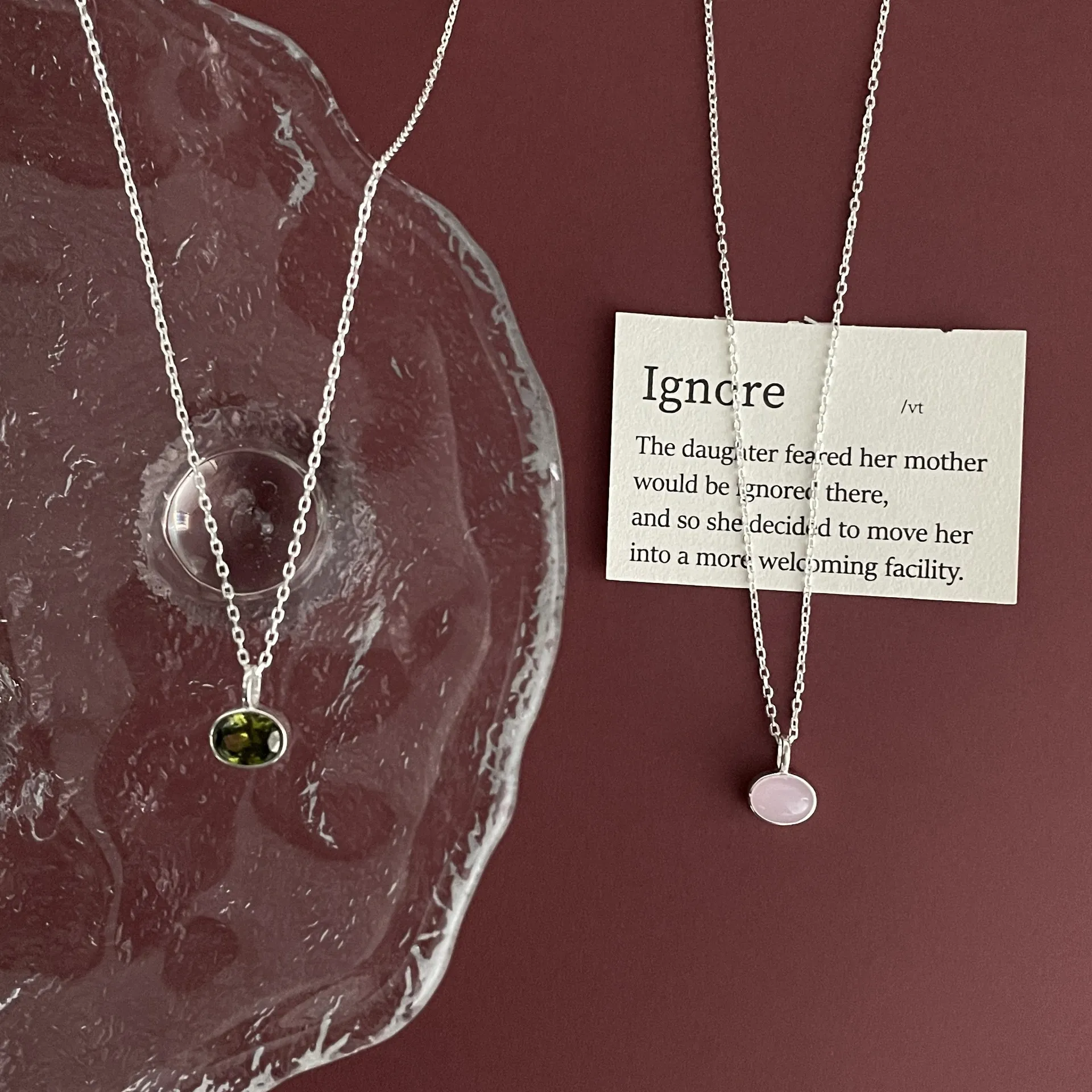 925 Sterling Silver Oval Cubic Zirconia Necklace For Women Natural Pink Crystal Geometric Hollow Clavicle Chain Jewelry Gift