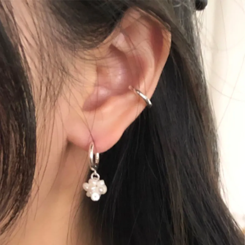 S925 Sterling Silver Ear Cuff For Women Minimalist C-Shaped Non-Pierced Ear Bone Clip Korean Style Geometric Earring Jewelry