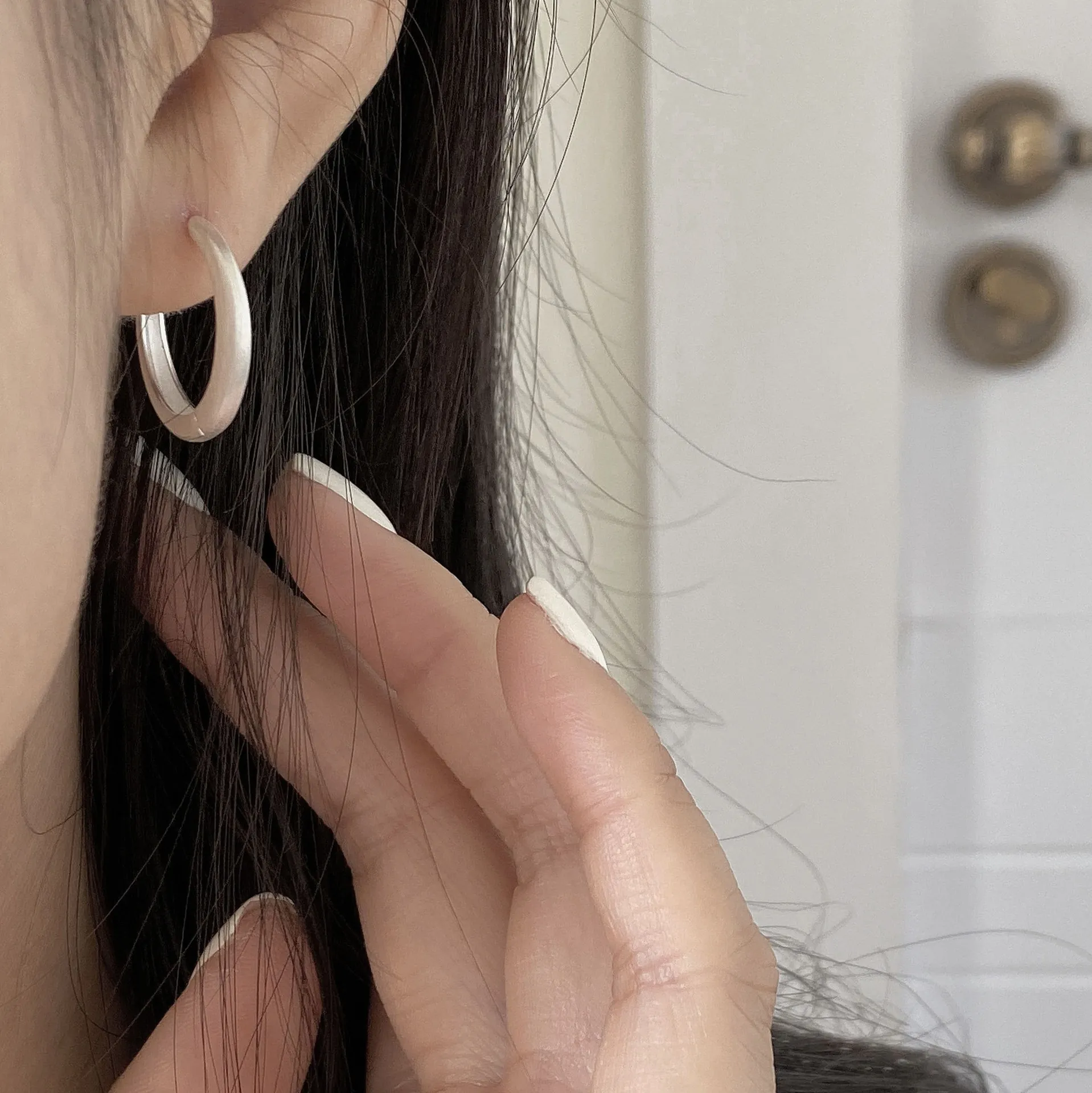 Minimalist 925 Sterling Silver Huggie Earrings Brushed Matte U Shape Hoop Earrings Korean Style Jewelry For Women Silver