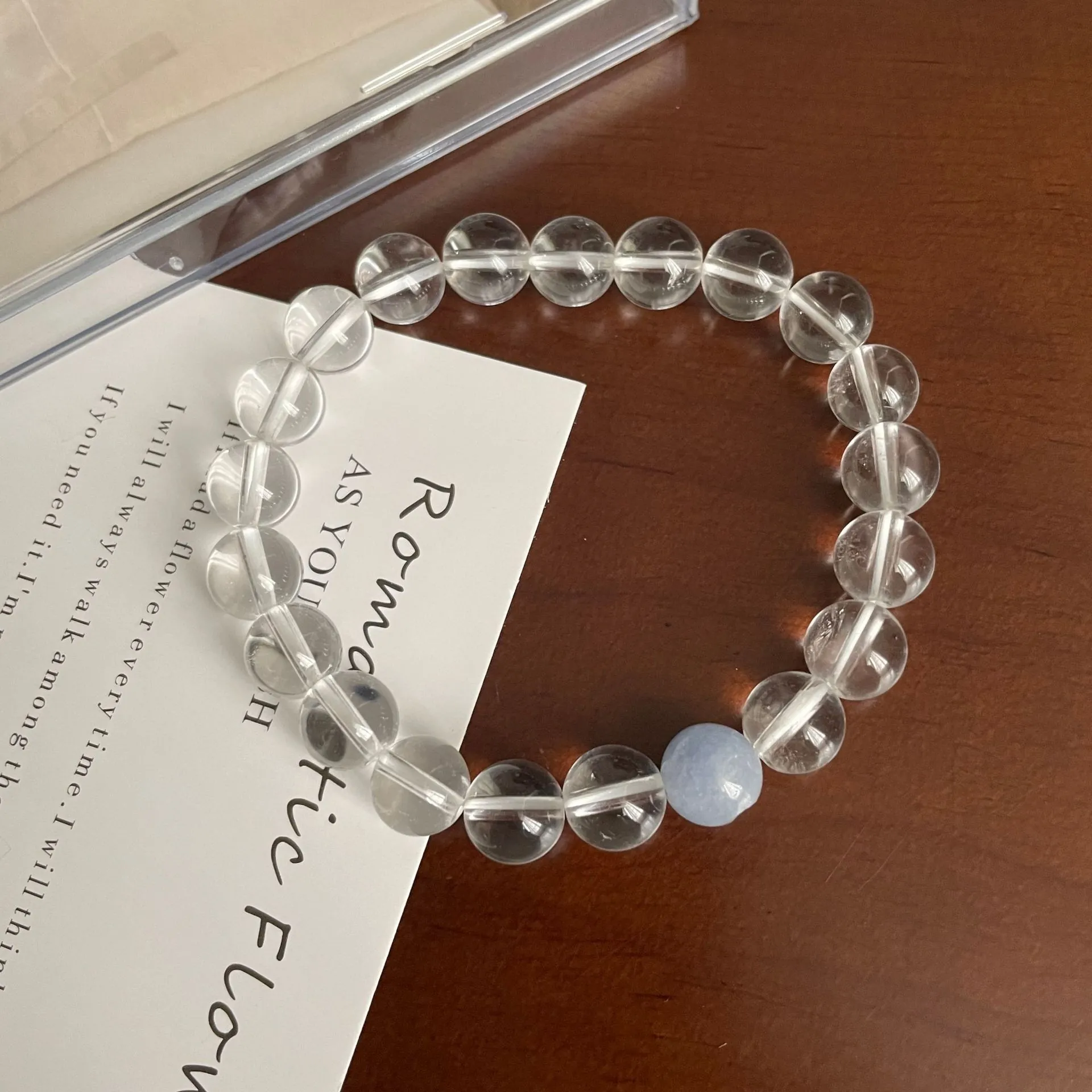 Bracelet en Cristal Blanc Naturel Aigue-marine Avec Bijoux Faits à la Main Minimalistes Coréens