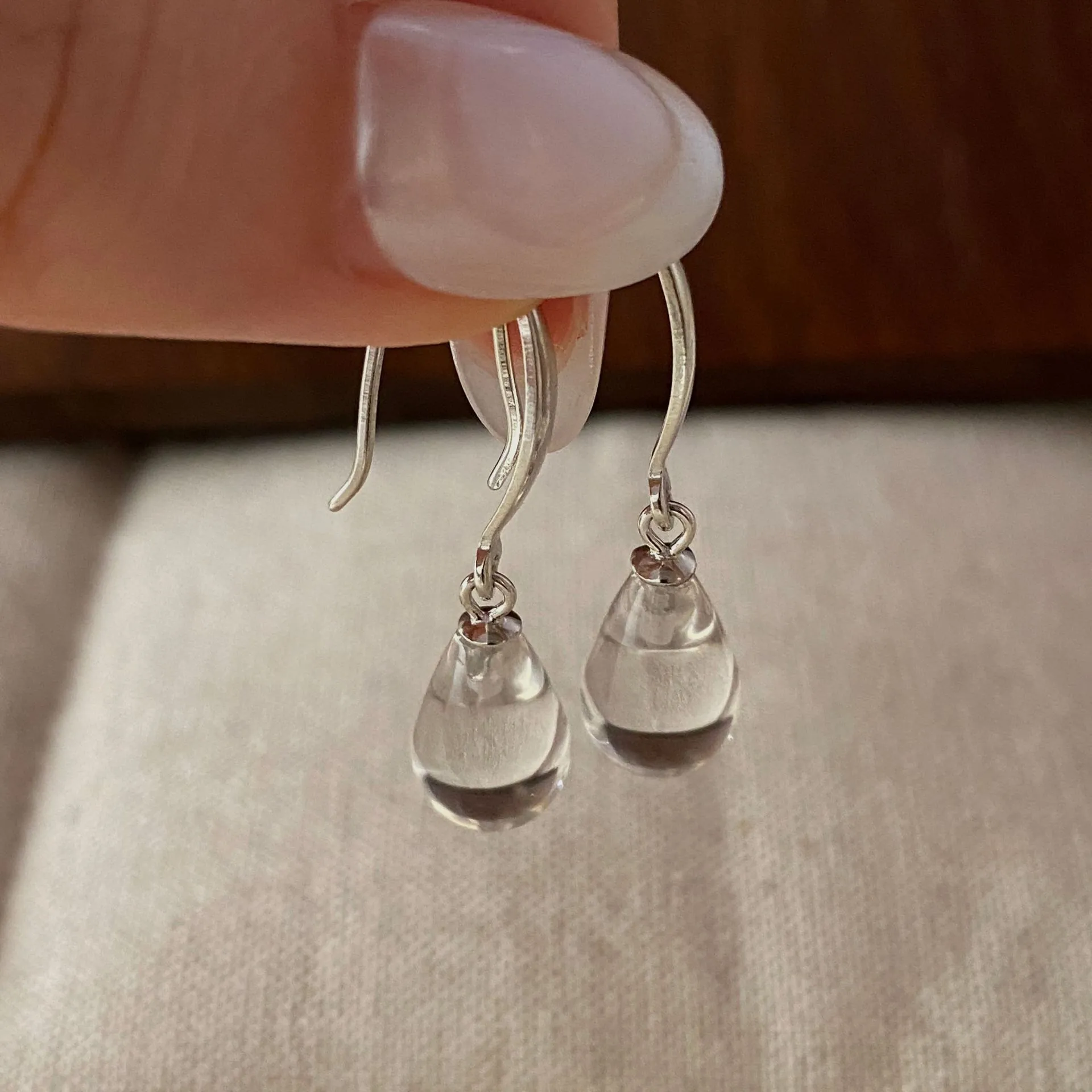 Minimalist 925 Sterling Silver Teardrop Earrings With White Crystal Water Drop Pendant For Women Daily Elegant Jewelry Style