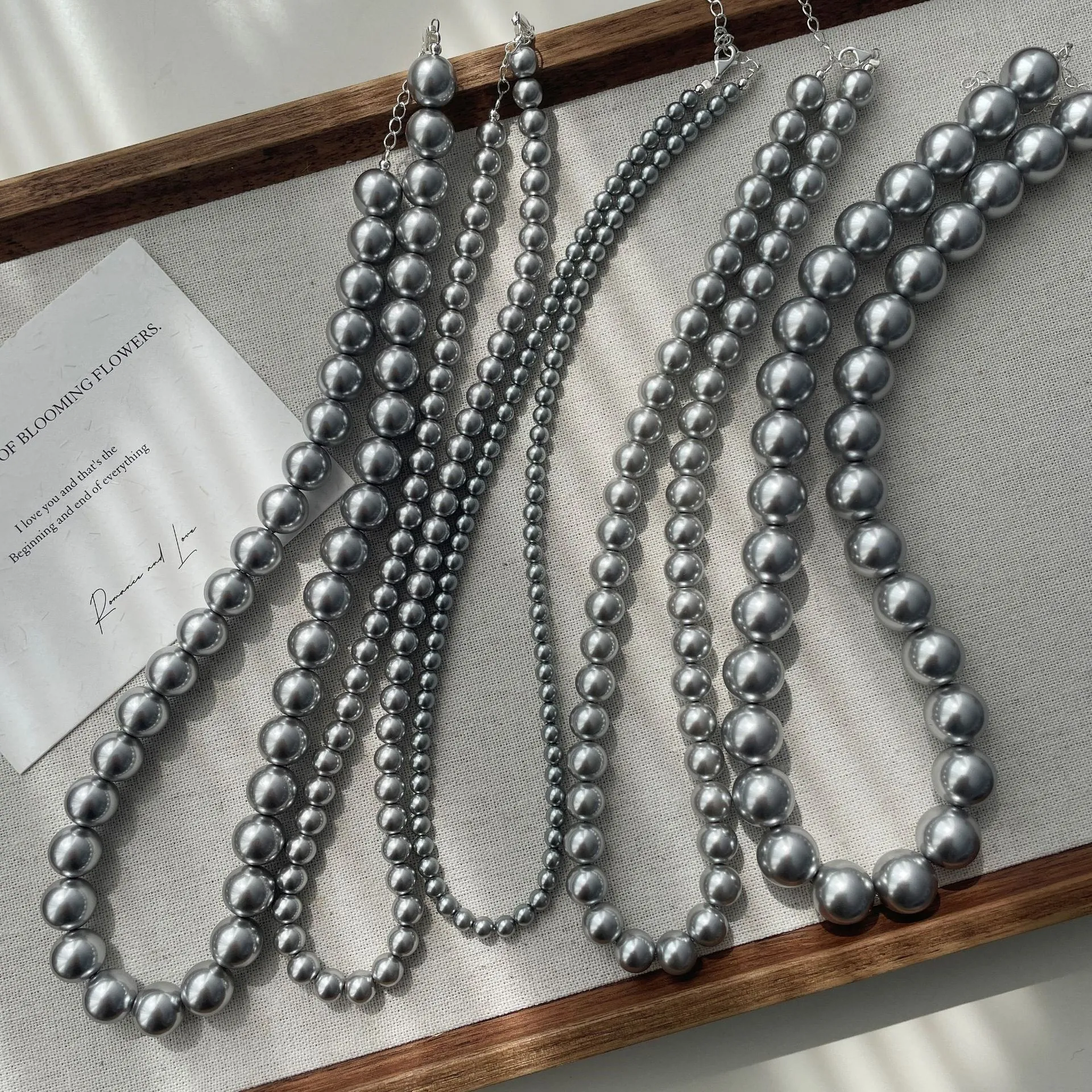 Elegant Grey Imitation Artificial Pearl Necklace With 925 Sterling Silver Clasp Minimalist Choker For Women Jewelry Gift