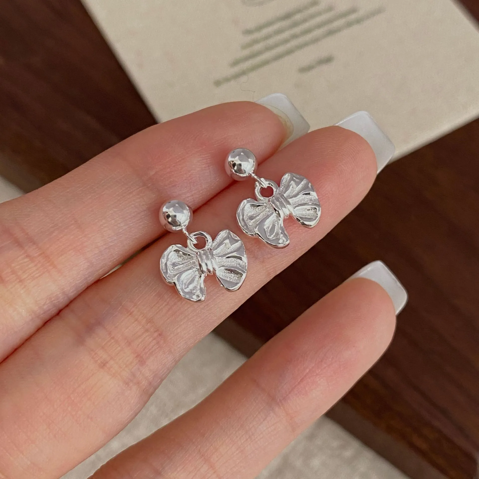 925 Sterling Silver Bowknot Stud Earrings For Women Elegant Minimalist Ribbon Design High Polish Fashion Jewelry Gift