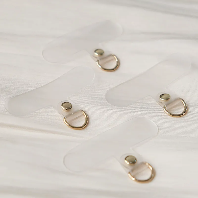Universal Phone Lanyard Tether Tab Frosted TPU Patch With Gold Metal D Ring Anti Loss Connector For Smartphones