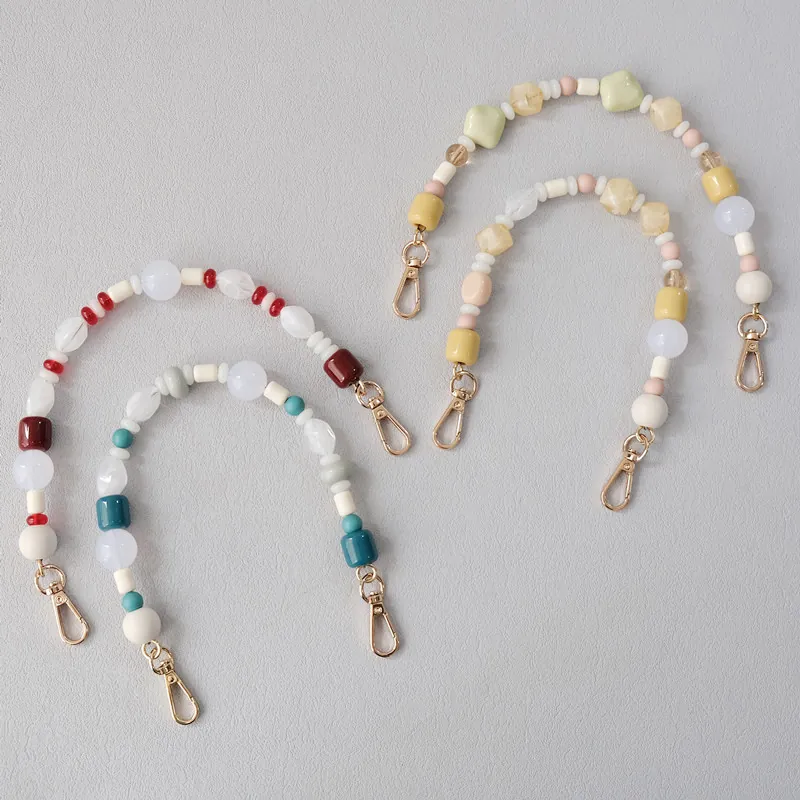 Acrylic Beaded Bag Strap Replacement Colorful Resin Bead Chain Shoulder Strap Metal Lobster Clasp For Women Handbags