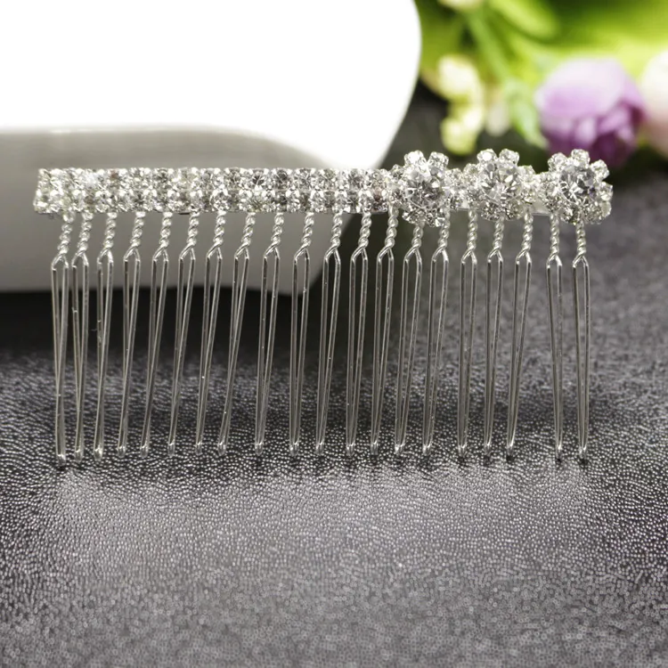 Elegant Alloy Rhinestone Sunflower Hair Comb Silver Bridal Hair Accessory For Wedding Banquet Women Korean Style Hairpin