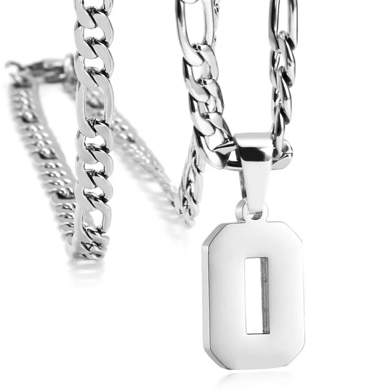 Collier Pendentif Chiffre Arabe en Acier Inoxydable Personnalisé pour Hommes Femmes Chaîne Figaro Sportive Bijoux