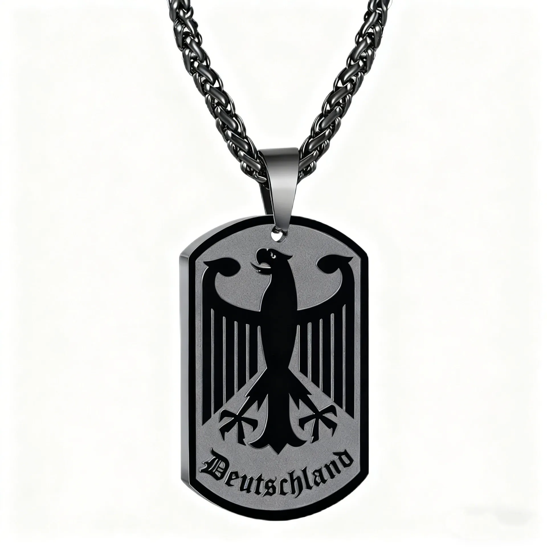 Edelstahl Bundesadler Erkennungsmarke Anhänger Halskette Herren Gothic Deutschland Buchstabe Gravierte Halsketten Schmuck Geschenk