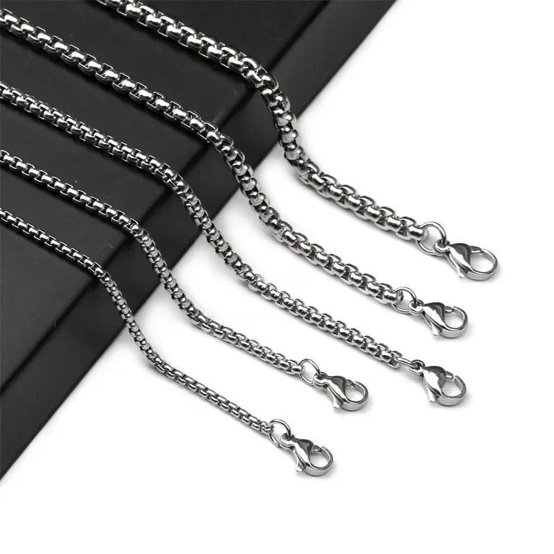 Edelstahl Boxkette Halskette Titanstahl Hip Hop Punk Geometrische Kette Unisex Mode Schmuck Basis Halskette
