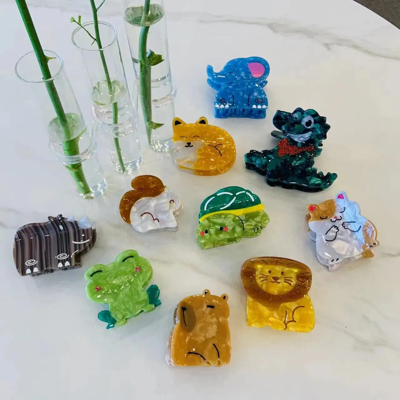 Cartoon Animal Acetate Hair Claw Clip Cute Lion Frog Cat Capybara Shaped Hair Accessory For Women Girls Hair Styling Clip