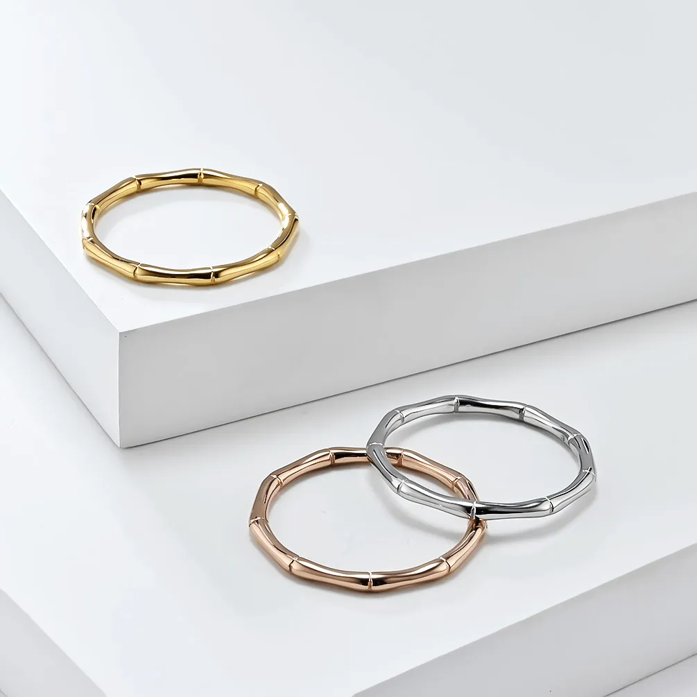 Minimalistische Roestvrijstalen Bamboe Knoop Ring Voor Vrouwen Modieuze Elegante Forens Persoonlijkheid Sieraden Vinger Accessoire