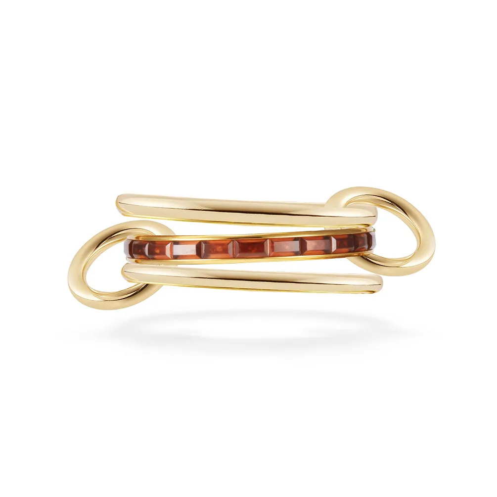 Anillo Apilable de Acero Inoxidable para Mujer Bañado en Oro Plata Estrás Baguette Anillo de Tres Capas Joyería
