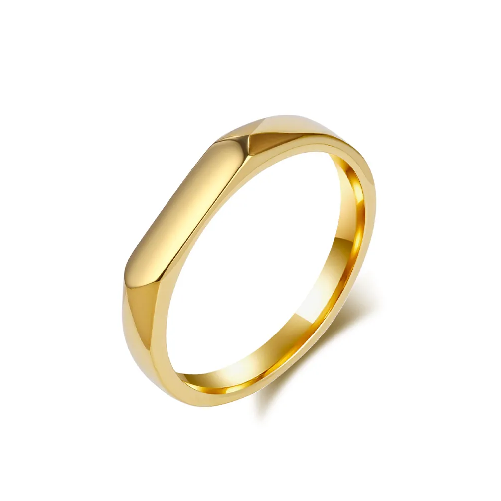 Bague en Acier Inoxydable Géométrique Minimaliste Design Plat Poli Pour Accessoires de Mode de Bureau Homme Et Femme